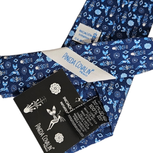 🆕PINEDA COVALIN Blue Initiation Silk LUXURY Tie MEXICO - Picture 4 of 5